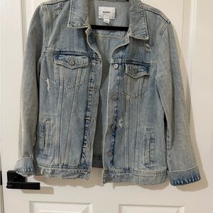 Old Navy Women's Light Blue Distressed Jean Jacket